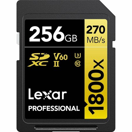 LEXAR MEDIA Lexar  256GB Professional 1800X Class 10 UHS-II U3 Gold Series SDXC Memory Card LSD1800256G-BNNNU